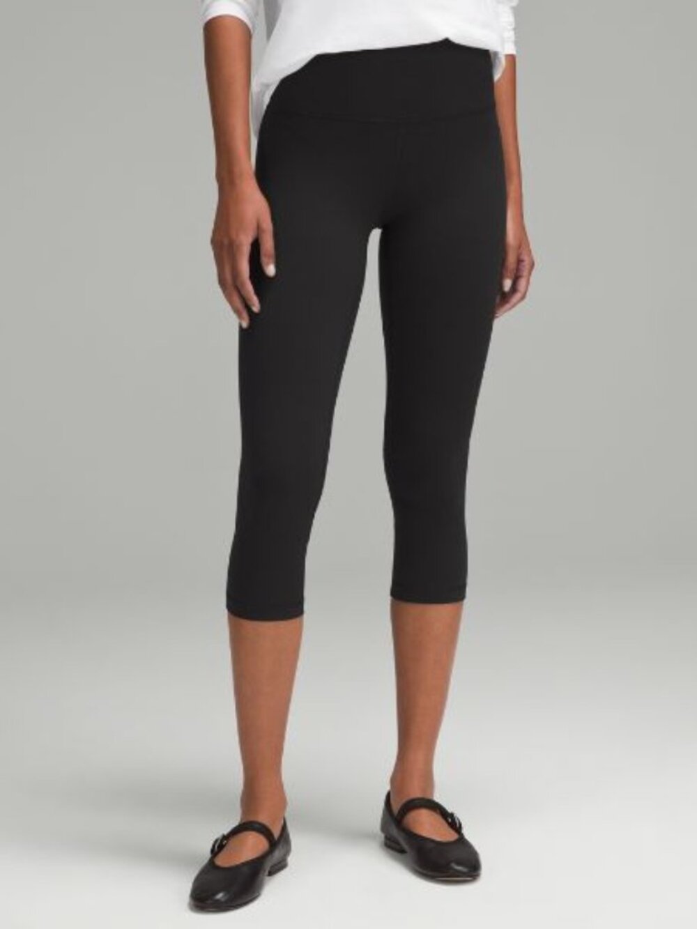 Lululemon Black Cropped Leggings Thick Luon Fabric Size 4